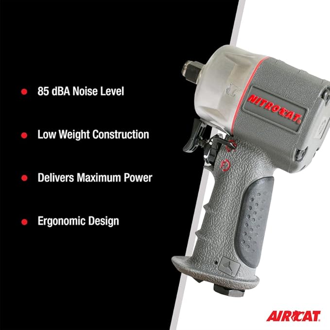 AIRCAT Pneumatic Tools 1056-XL 1/2-Inch NITROCAT Composite Compact Impact Wrench : Low Weight Power Impact Wrench : Tool for Automotive Improvement & Maintenance