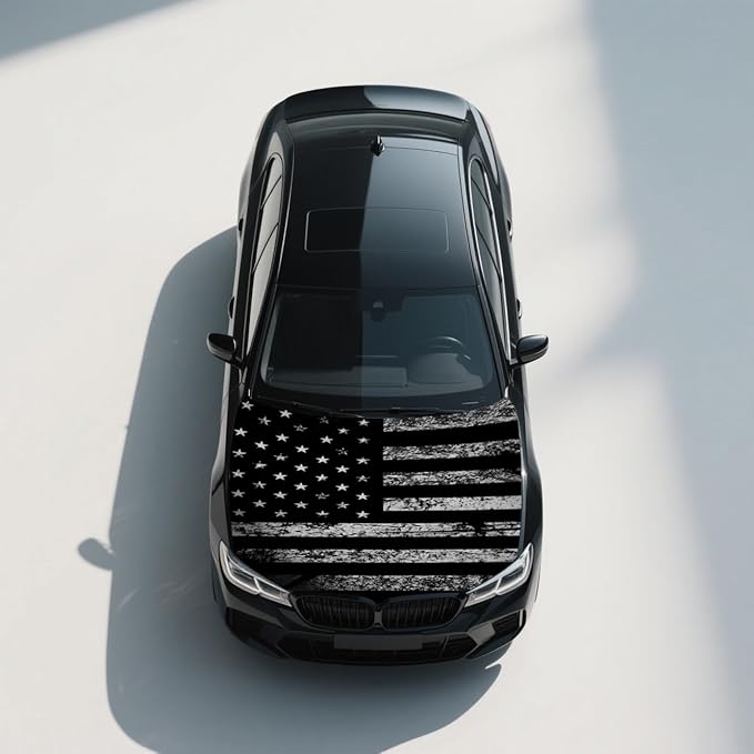 Car Hood Flag Cover - 59x51 in Car Hood Cover Eagle Flag with 2 Adjustable Fasteners, Patriotic American Flag Bonnet Banner Universal Fit for Trucks, SUV, Patriotic America Flag Cars Decor