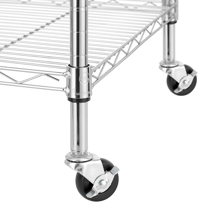 Finnhomy Heavy Duty 6 Tier Wire Shelving Unit with Wheels 18x18x72-inches 6 Shelves Storage Rack Thicken Steel Tube, Adjustable Shelving Rack for Kitchen Bathroom Office, NSF Certified, Chrome