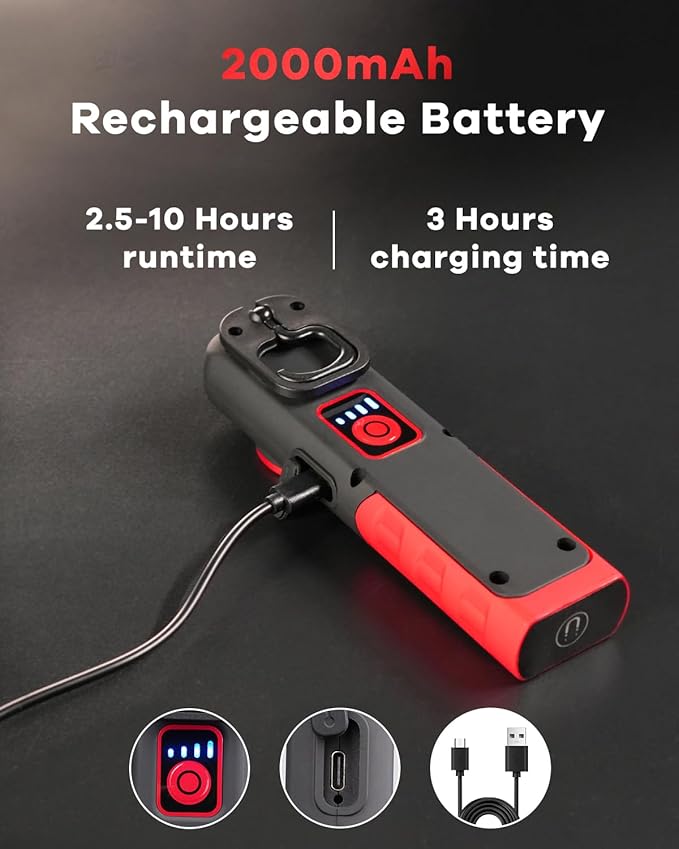 2 Pack Detailing Light Rechargeable, 600 Lumens Paint Inspection Light with Magnetic Base & Hook, CRI 95+, 2700/4500/6500K, Handheld Paint Correction Swirl Finder Light for Detailing & Color Matching