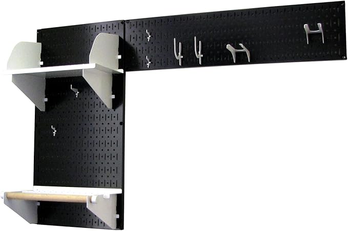 Wall Control Pegboard Garden Supplies Storage and Organization Garden Tool Organizer Kit with Black Pegboard and White Accessories