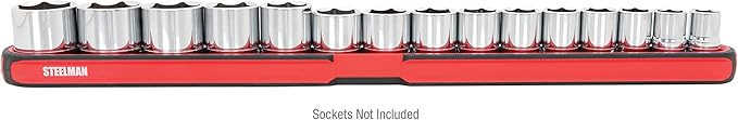 Steelman 75106 Large 18-Inch Long Magnetic Steel Socket Storage and Parts Accessory Tray