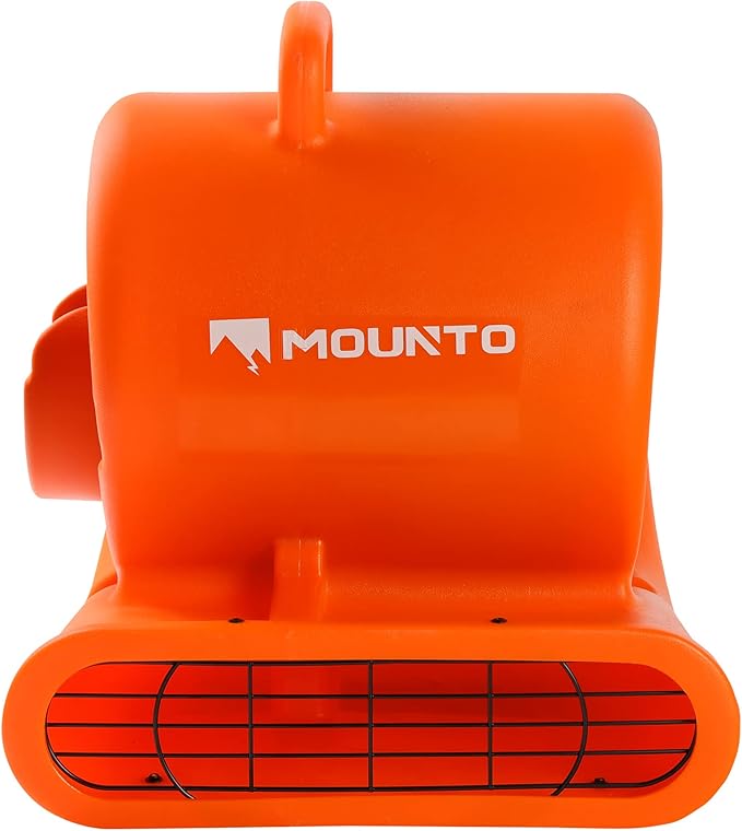 Mounto 1/3hp Air Mover 2000cfm Carpet Dryer Blower Floor Drying Fan - 3-Speed Air Mover w/Dual GFCI Outlet, 25ft Power Cord for Drying, Cooling, Air Circulation (Orange)