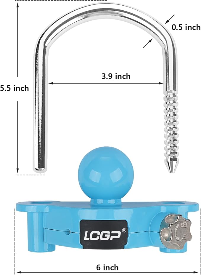 LCGP Blue Trailer Hitch Lock with Combination Lock, Fits 1-7/8,2 and 2-5/16 Inch Couplers,Adjustable Storage Security, Heavy-Duty Steel