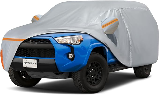 Car Cover for 2002-2025 Toyota 4runner, Waterproof Custom-fit All Weather Sun Rain UV Dust Snow Protection Outdoor 4runner Full Car Cover with Door Zipper and Cotton Lining-Gray