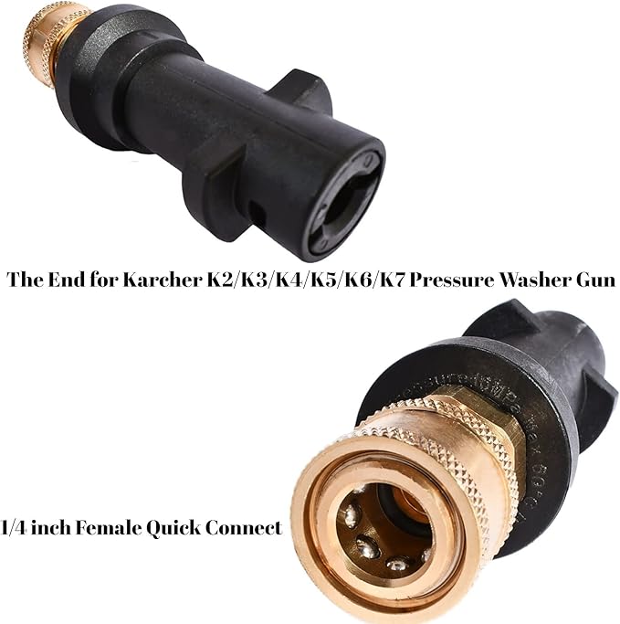 Pressure Washer Gun Adapter 1/4'' Quick Connect Fitting Spray Nozzle Tips Sets Multiple Degrees Brass Female Pressure Washer Accessories Only Compatible Karcher K2, K3, K4, K5, K6, K7,Foam Gun Parts