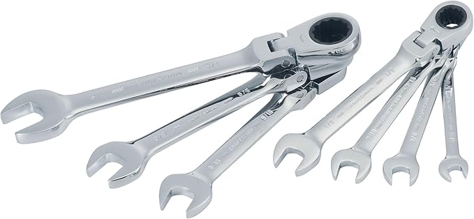 CRAFTSMAN 7-Piece SAE Flex Reversible 72-tooth Ratchet Set, Chrome Finish (CMMT87010)