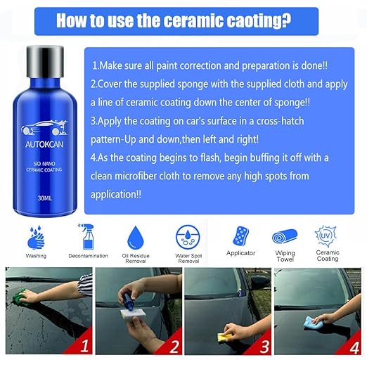 9H Nano Ceramic Coating for Cars, Anti-Scratch High Gloss Ceramic Coating Kit for Car Detailing, Glass, Wheel, Hydrophobic Long Lasting Protection,30ML