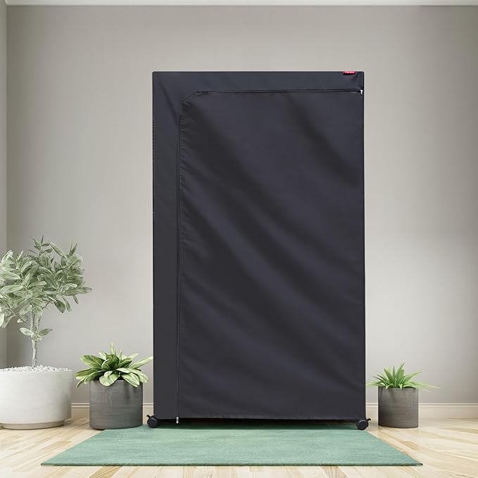 Heavy Duty Wire Shelf Rack Cover - Dustproof & Waterproof for Garage/Indoor Use with Two-Way Zipper, 48.5x18.5x82.5 Inches, Black (Shelves Not Included)