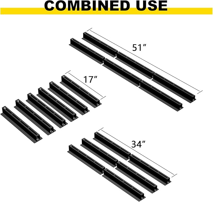 Yuleimy Overhead Garage Storage Rack 4-Pack - Heavy Duty Garage Ceiling Storage Racks for Tote Containers - 17" Adjustable Tote Rack 27 Gallon Storage System, Hanging Bin Ceiling Mount Rails