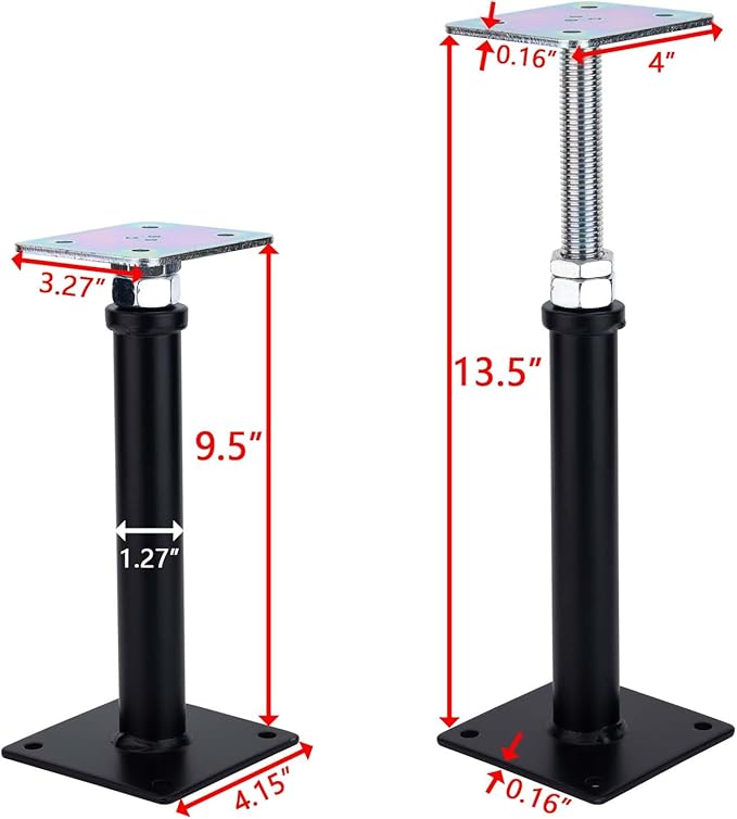 4-Pack Adjustment Floor Jack Post Floor Jack Lift Supports 9.5-13.5 Inch Adjustable House Jack,Adjust Supports,Lift Supports,Mini Screw Jack, Floor Straightener,Level Supports