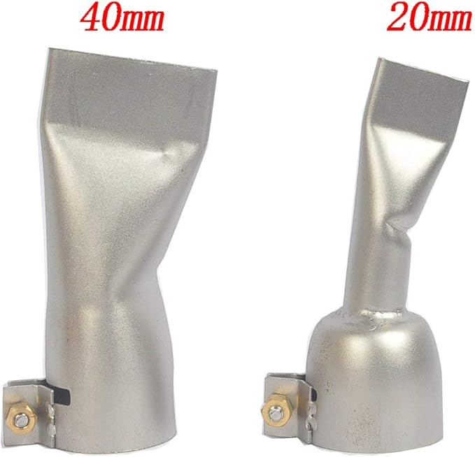 20mm+40mm Flat Wide Mouth Tubular Welding Nozzle Replacement for Vinyl PVC Plastic Hot Air Welder Heat Gun, Stainless Steel Heat Resisting