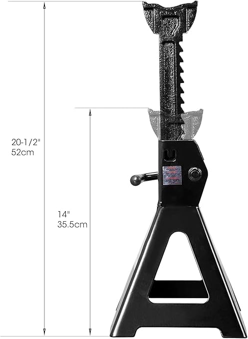 Big RED AT43006BR Steel Jack Stands: 3 Ton (6,000 LBs) Capacity, 2 Pack, Black