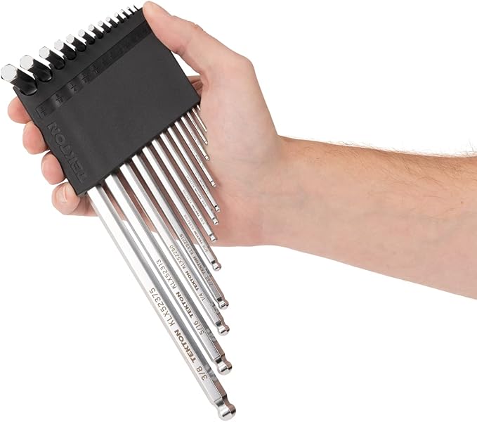 TEKTON Ball End Hex Key Set with Holder, 13-Piece (0.050-3/8 in.) - Chrome Finish | KLX91101