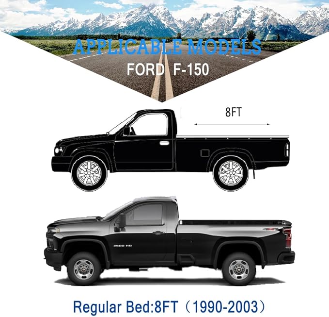 Kaugung 7 Layers Truck Cover Waterproof Custom Fit Ford F150 Regular Cab 8ft Bed from 1990 to 2003, 7 Layers Heavyweight Pickup Car Cover Outdoor Indoor Sun UV Rain Snow Wind Protection.