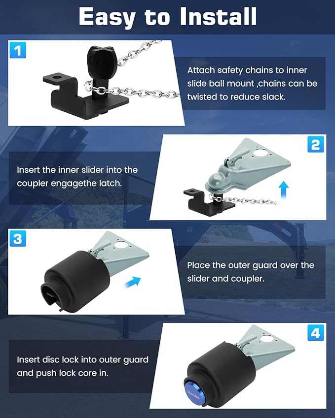 Trailer Lock Fits 2 5/16 Inch Coupler, 2026 Upgrade Heavy Duty Trailer Coupler Lock, Steel Anti-Theft Structural Trailer Hitch Lock, 2 5/16 Trailer Hitch for Travel Trailers, Boats, Trucks, RV