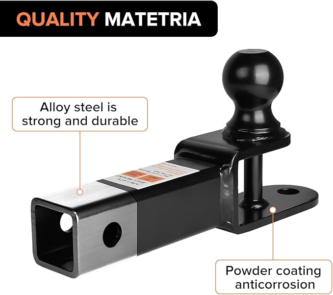 Donext ATV/UTV Trailer Hitch, Towing Ball Mounts with 2" Ball, Tow Hitch with Pin and Clip, Fits 2-Inch Receiver, Black