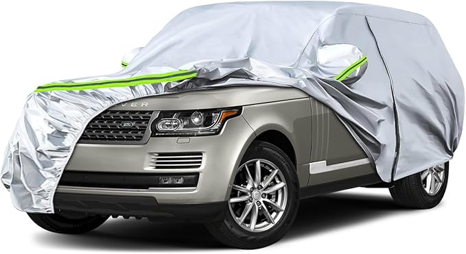 Waterproof Car Covers Replace for 2014-2025 Land Rover Range Rover LWB, 6 Layers Silver All Weather Car Cover with Zipper Door & Windproof Bands for Snow Rain Dust Hail Protection