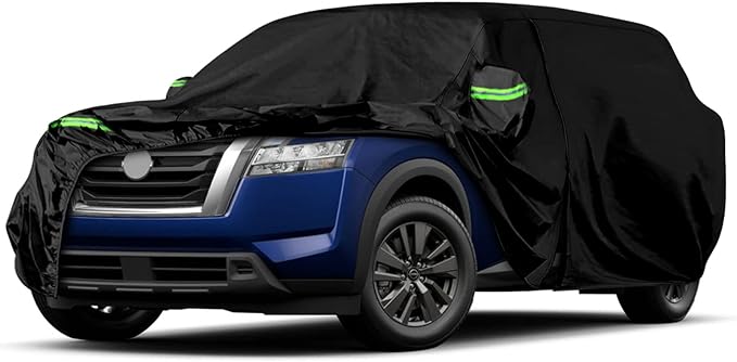 Waterproof Car Covers Replace for 2012-2025 Nissan Pathfinder, 6 Layers All Weather Custom-fit Car Cover with Zipper Door & Windproof Bands for Snow Rain Dust Hail Protection (Pathfinder)