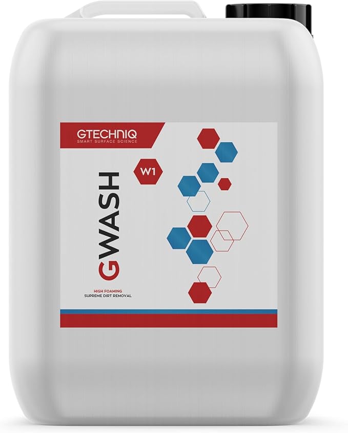 Gtechniq Car Shampoo. Auto W1 GWash Shampoo for Cars. Dirt and Stain Remover Car Cleaning Kit with Pink Grapefruit Fragrance. 100% Biodegradable Foam Cleaner, Wheel Cleaner and Screen Wash - 5L