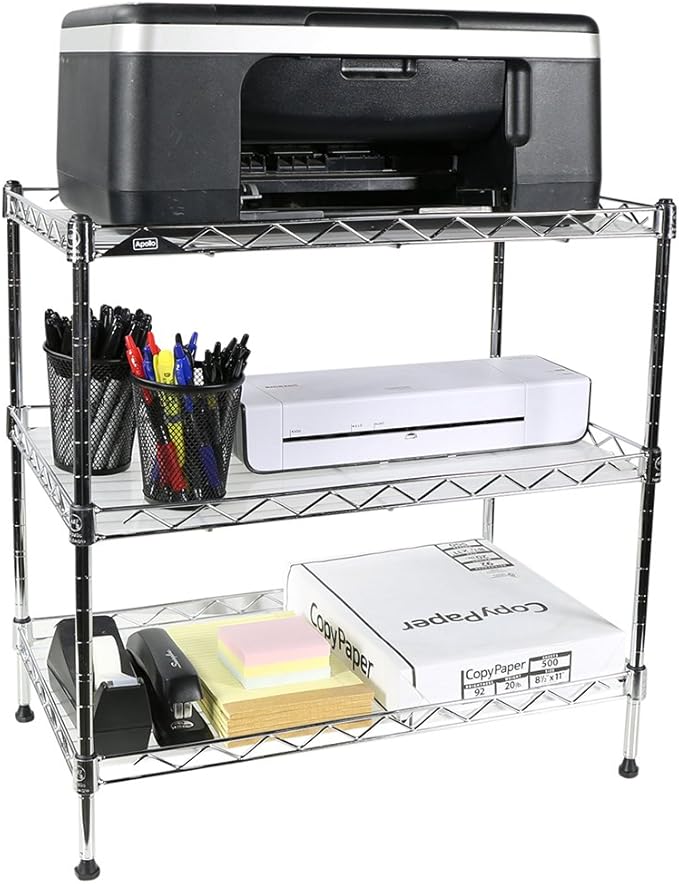 Chrome 3-Tier Wire Shelving Unit 20"x12"x20" with Shelf Liner
