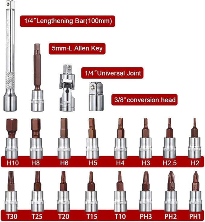 BULLTOOLS 1/4-inch Drive Click Torque Wrench Set Dual-Direction Adjustable 90-tooth Torque Wrench with Buckle (20-200in.lb / 2.26-22.6Nm)