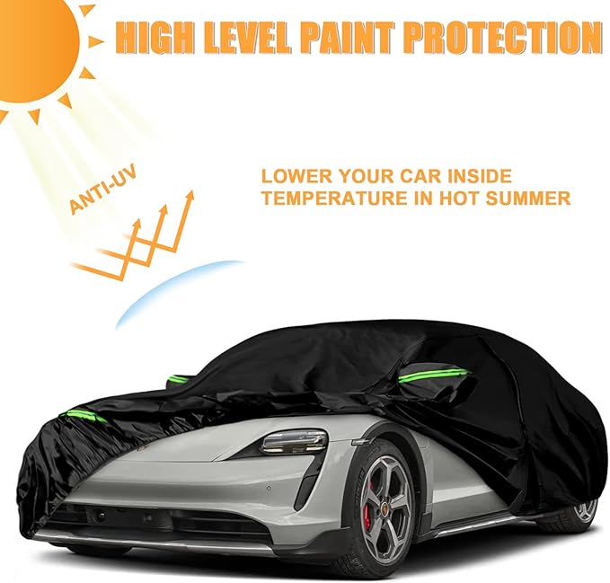 Waterproof Car Cover Replace for 2019-2025 Porsche Taycan, 6 Layers All Weather Custom-fit Car Cover with Zipper Door, Charging Port for Snow Rain Dust Hail Protection