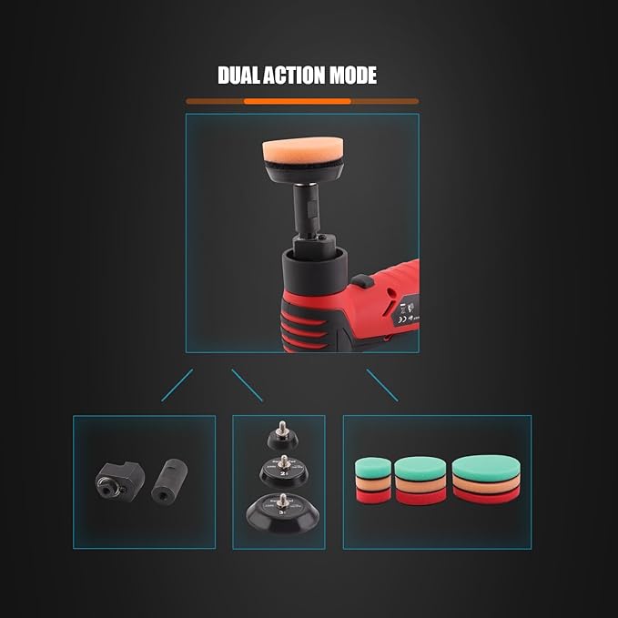 Mini Oribtal Polisher Variable Speed Car Polisher 12V Car Detailing Machine, Rechargeable Batteries, Polisher for Car Detailing Polishing Cleaning