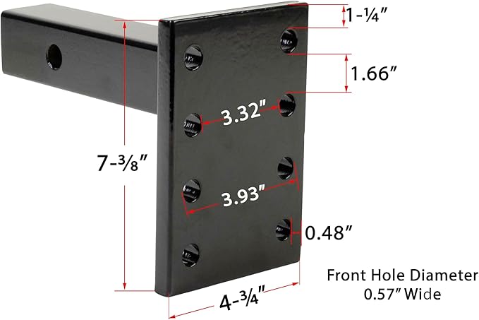 Mytee Products Mounting Plate Kit: Solid Steel 8 Ton Pintle Hitch with 2-5/16 inch Ball for Trailers, 2" Hitch Receiver