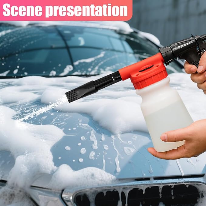 YoRise Car Wash Foam Gun, Adjustable Foam Cannon for Hose, Car Wash Sprayer with 6 Levels of Foams Concentration, Car Washing Soap Sprayer Connect to Any Garden Hose (Red)