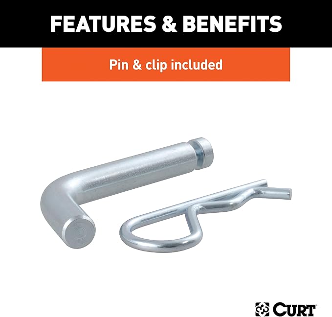 CURT 45148 Trailer Hitch Mount, 2-Inch Ball, Pin, Fits 1-1/4-In Receiver, 3,500 lbs, 3-1/4" Drop, GLOSS BLACK POWDER COAT