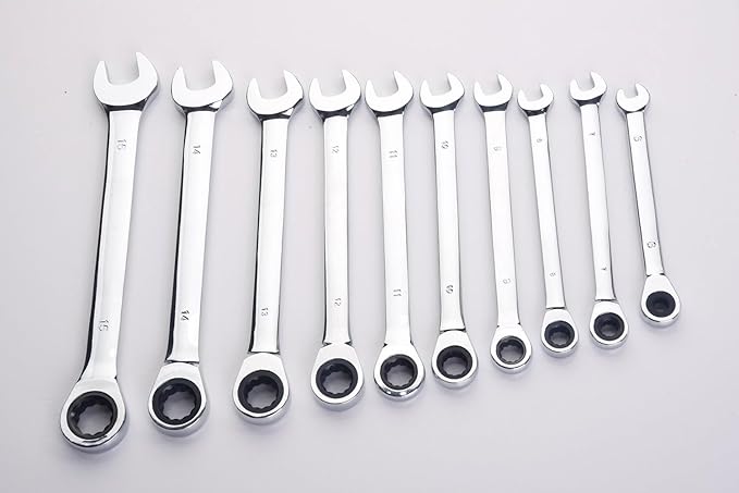 FLZOSPER 18pc. Ratcheting Wrench Set，6-22mm&24mm Metric CR-V Quick Access Spanner with Portable Tool bag