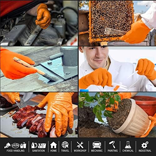 Dura-Gold Orange Diamond Textured Nitrile Disposable Gloves, 8 Mil, X-Large