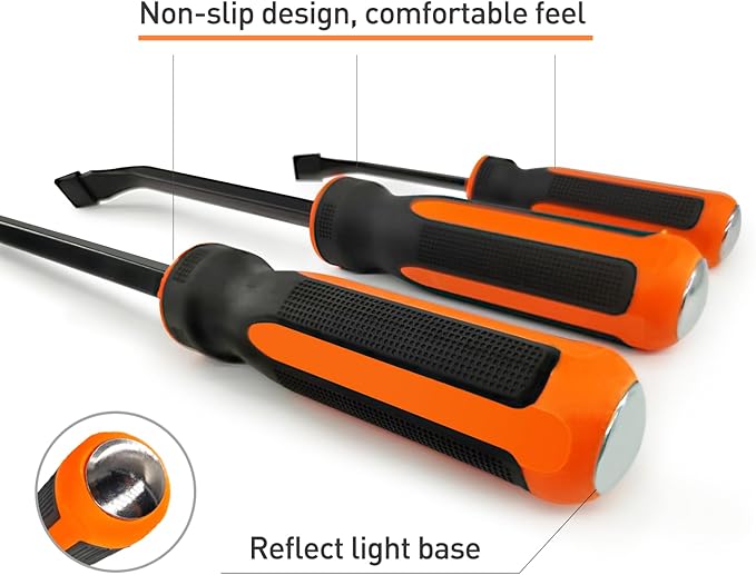 Pry Bar Set of 5 PCS, Heavy Duty Pry Bar, Mechanic Hand Tools, Crowbar with Thicker Strike Cap Handle
