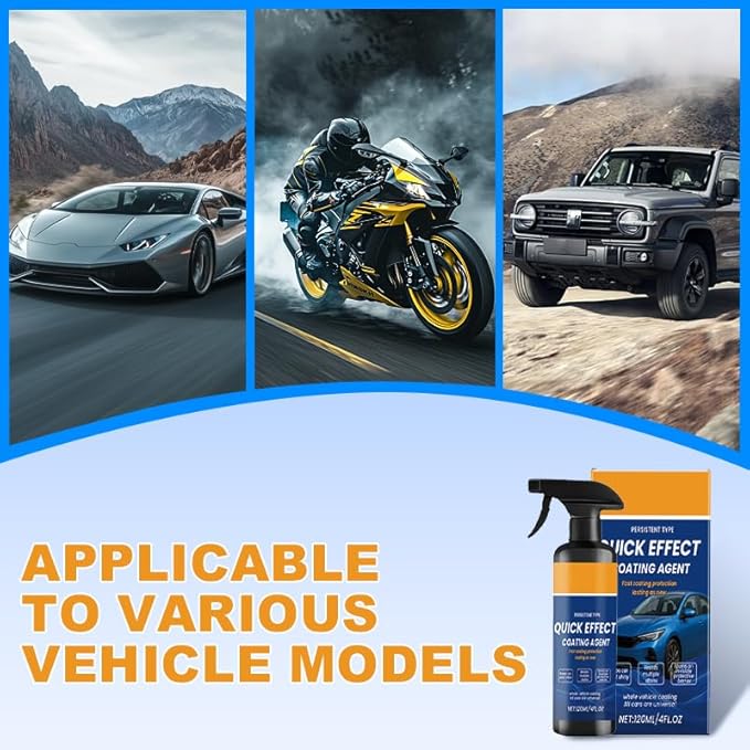 Car Coating Spray, Quick Effect Coating Agent, Oil Film Emulsion Glass Cleaner, Polish Spray Waterless Wash Wax for Scratches (1PC+Sponge+Cloth)