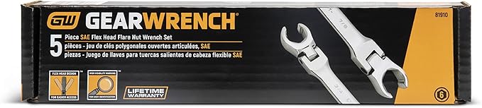 GEARWRENCH 5 Pc. Flex Head Flare Nut Wrench Set, SAE - 81910