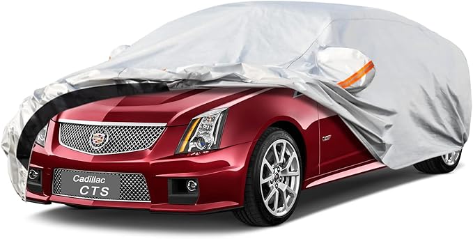 6 Layer Car Cover Custom Fit Cadillac CTS (2003-2019) Waterproof All Weather, Heavy Duty Outdoor Snow Sun Rain Uv Protection (Ships from US Warehouse, Delivery 3-8 Days)