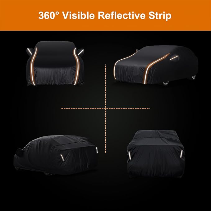 8-Layer Car Cover Custom Fit for Toyota RAV4, Honda CRV, Nissan Rogue, VW Volkswagen Tiguan, All Weather Season Rain, Sun, Wind Protection, Outdoor Full Cover Universal Fit SUV Up to 185”