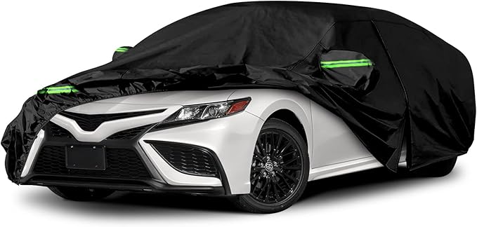 Waterproof Car Covers Replace for 2007-2025 Toyota Camry, 6 Layers All Weather Custom-fit Car Cover with Zipper Door & Windproof Bands for Snow Rain Dust Hail Protection
