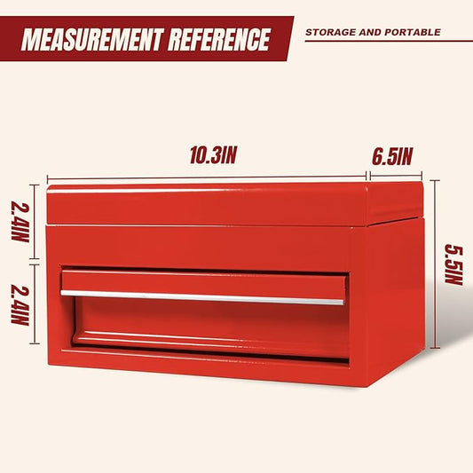 Torin APBT701RB 10" Mini Portable Steel Tool Box with drawer,Small Metal Tool Chest for Home,Garage or Workbench,Red
