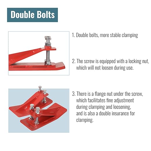 Doppy 2Pcs Tractor Bucket Edge Protector, 3/8'' Thick Snow Skid Tamer, Double Hex Lock Nuts & Bolts Included for Snow Removal, Leaves, Gravel Spreading,Red