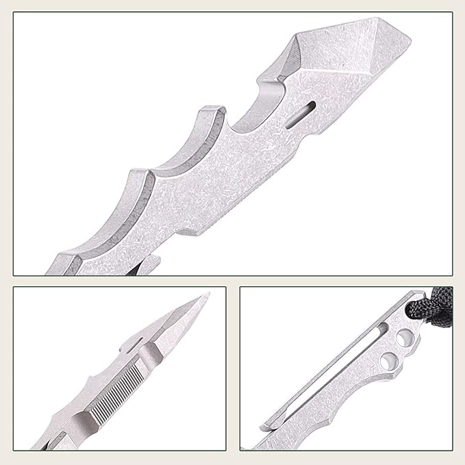 Titanium Pry Bar Multifunctional EDC Pry Tool with Pocket Clip and Bottle Opener