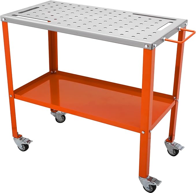 VEVOR Welding Table 36x18, 1200lbs Capacity Steel Welding Workbench on Wheels & Insert Pliers, 5/8" Insert, 2" Throat Depth, 2-3/8" Opening, Table-Mounted Clamp