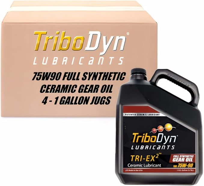 Tri-Ex2 75W90 Full Synthetic Gear Oil with Ceramic Coating - API GL-5 & MT-1 - for Differentials, Manual Transmissions & Hypoid Gears - Case of 4 Gallons (4 Gallon Case, 75W-90)