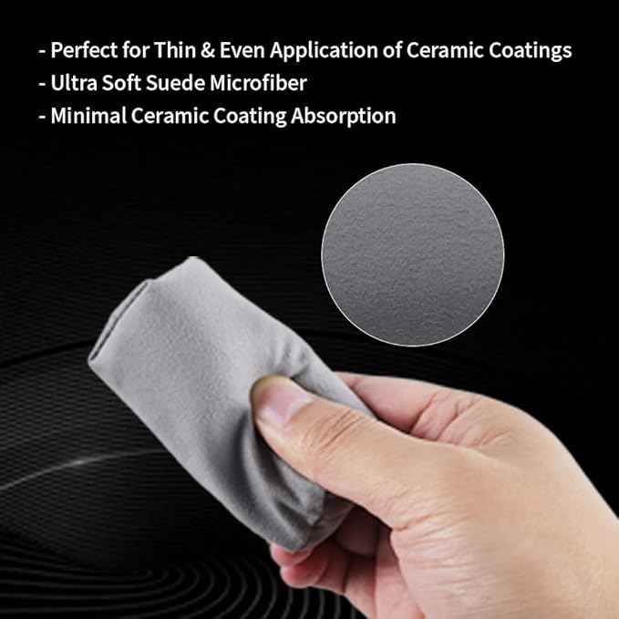 Microfiber Applicator Pad, Car Detailing Suede Sponge Applicator, 6Pcs Coating Sponge Pads for Cars, Ceramic Spray Coating, Applying Wax, Sealants & Other Conditioners-（6pcs）