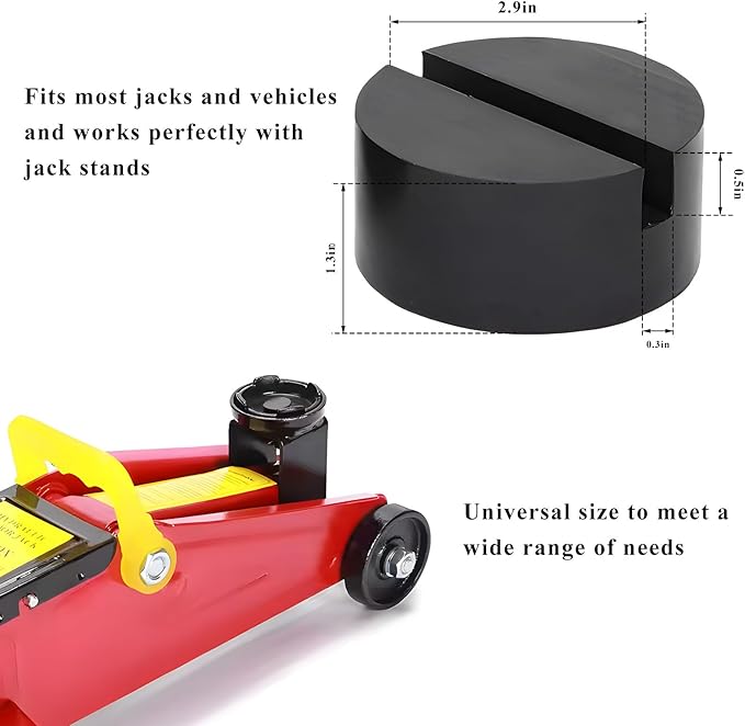 4 PCS Rubber Jack Pads, Universal Heavy Duty Slotted Floor Jack Pad Adapter, Vehicle Pinch Weld Side Frame Rail Protector Pad, Lift Protection Tool Car Accessories