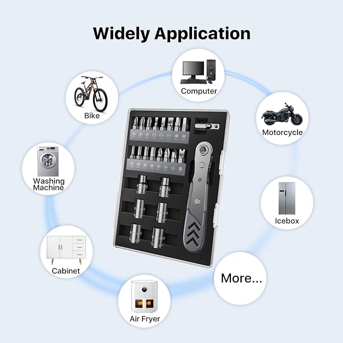 Stocking Stuffers for Men Adults, AXTH 23in1 Right Angle Ratcheting Screwdriver Set, Gifts for Dad, Unique Husband Christmas Gift, Magnetic Offset Screwdriver Repair Tool, Gadgets for Men