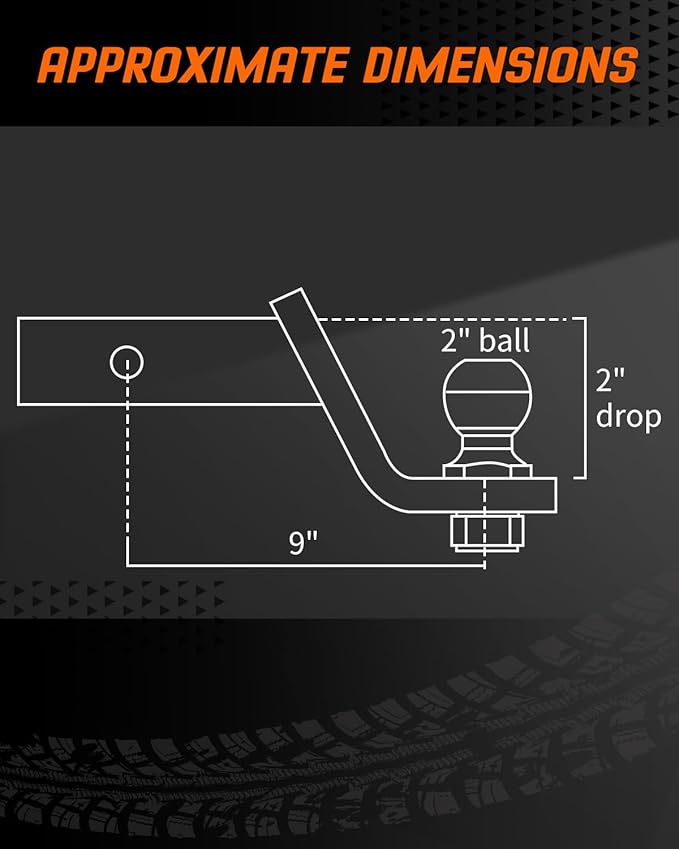 METOWARE Trailer Hitch Ball Mount, 2" Drop Hitch with 2" Ball, 6,000 lbs GTW Fits 2" Receiver for Truck SUV Boat RV, Solid Steel Towing Kit with Hitch Pin & Clip, Titanium Grey