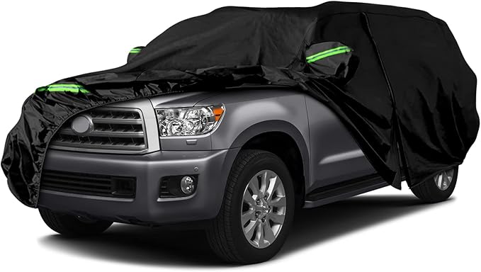 Waterproof Car Covers Replace for 2001-2025 Toyota Sequoia, 6 Layers All Weather Car Cover with Zipper Door & Windproof Bandsfor Snow Rain Dust Hail Protection