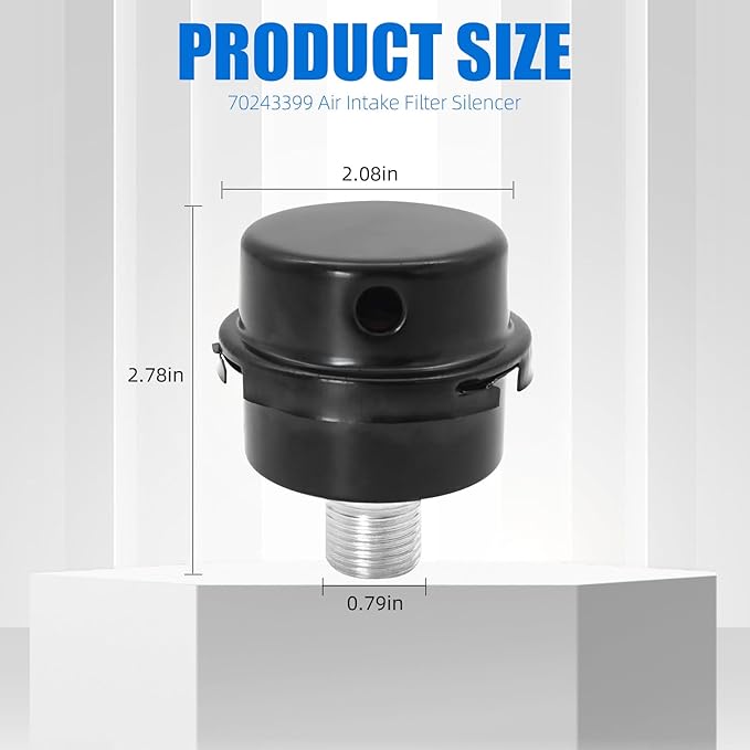 70243399 Air Intake Filter Quiet Mode 1/2" MPT Replacement Part, Replacement for Ingersoll Rand SS3 Compressor Replace FS06050 FS-06-050